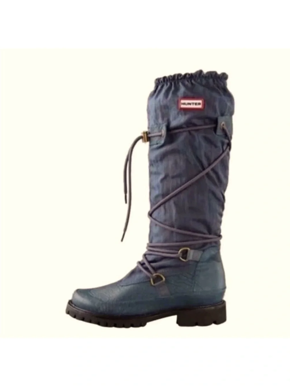 Hunter women’s Summit Amazonas Tall Lace-Up Rain Navy Blue boots - Picture 1 of 14